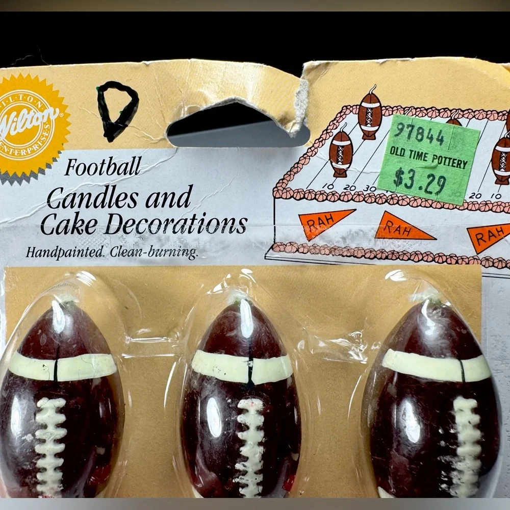 Vintage 1998 Football Candles by Wilton (6) NFL Superbowl Birthday 2